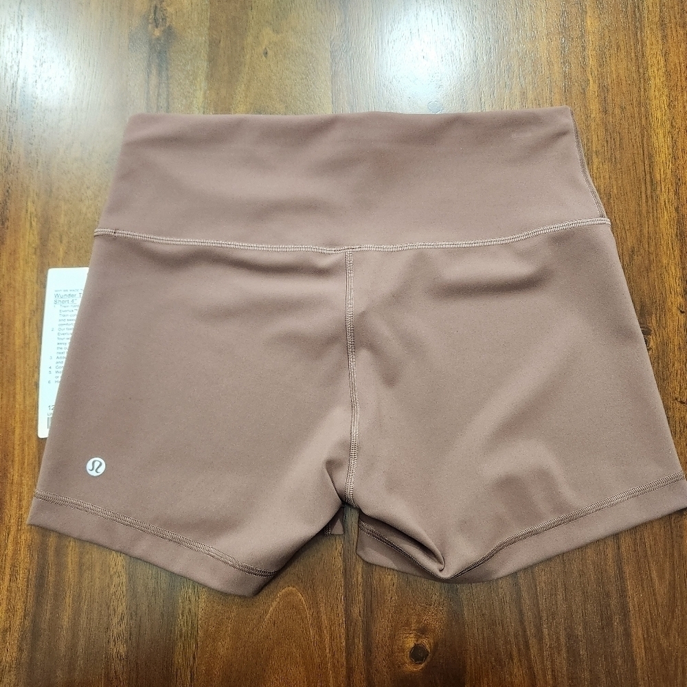 Lululemon Size 12 Wunder Train High Rise Short 4” Mocha Yoga Training NWT - Picture 2 of 6